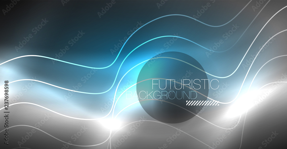 Neon lines wave background. Abstract composition Neon lines wave background. Abstract composition