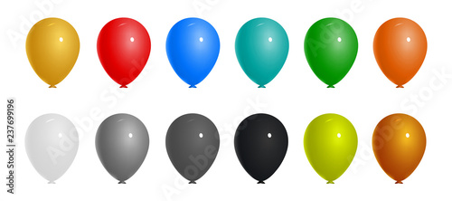 Multicolor Realistic Balloon Vector Set Isolated