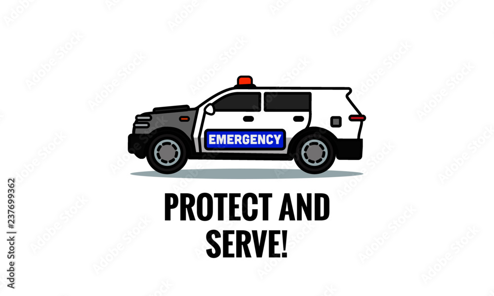 Protect and Serve Quote Poster with Police SUV Car Vector Illustration Protect and Serve Quote Poster with Police SUV Car Vector Illustration
