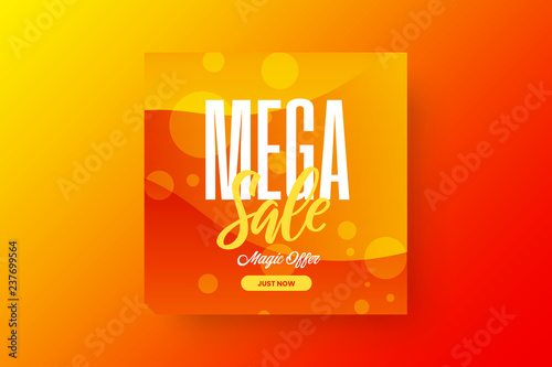 Exclusive abstract mega sale vector banner template. Premium quality marketing magic offer discount social media promotion illustration layout. Creative fashion colorful advertising shopping design.