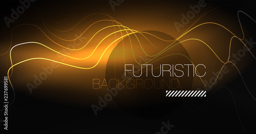 Neon lines wave background. Abstract composition