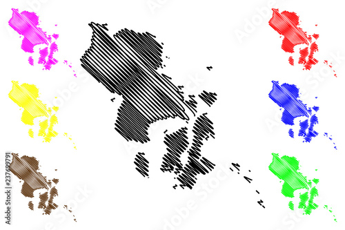 Southeast Sulawesi (Subdivisions of Indonesia, Provinces of Indonesia) map vector illustration, scribble sketch Southeast Sulawesi map photo