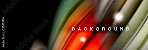 Mixing color waves on black, liquid flowing shapes