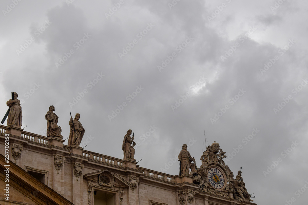 Statues on the Saint Peter Basilica, Vatican, Italy