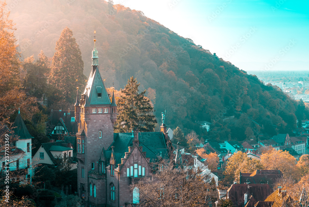 Sunset over the city of Heidelberg