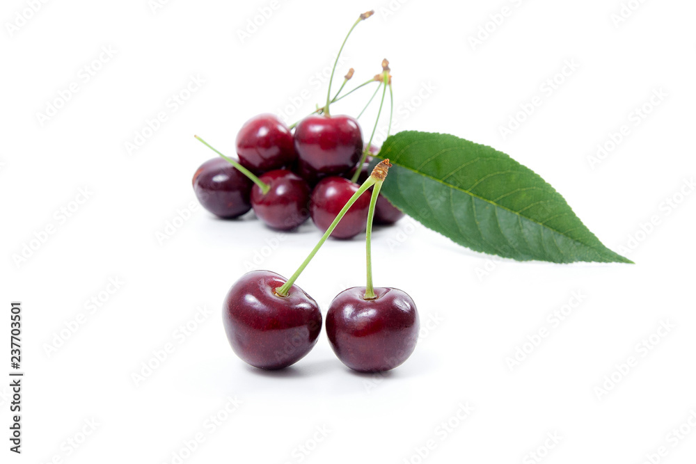 Sweet cherry isolated on a white background.. Sweet cherry isolated on a white background..