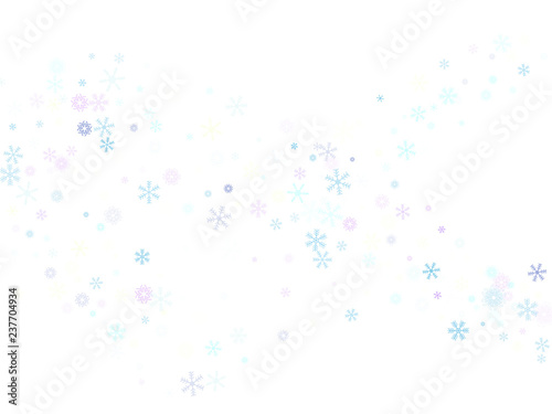 Falling down snow confetti, snowflake vector border. Festive winter, Christmas, New Year sale background. Cold weather, winter storm, scatter texture. Hipster snowfall falling snowflakes cool confetti