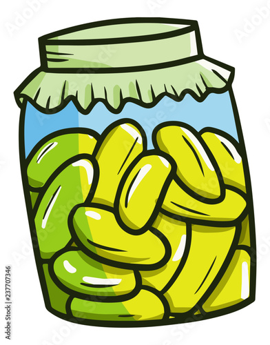 Cute and funny mango pickles in a jar - vector