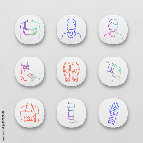 Trauma treatment app icons set