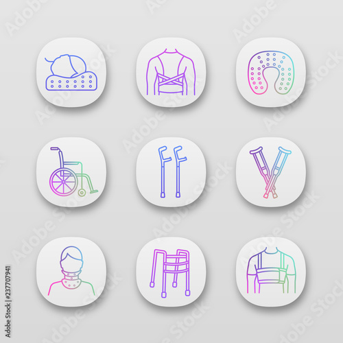 Trauma treatment app icons set