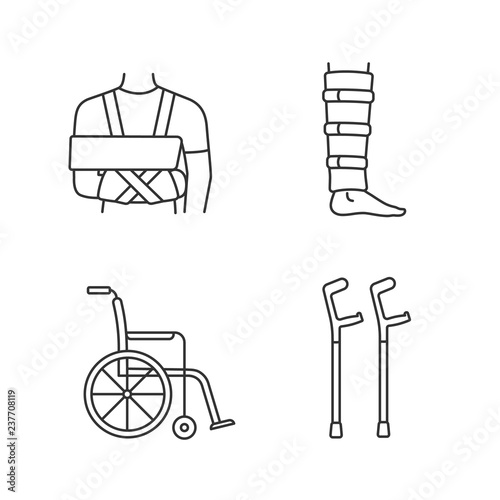 Trauma treatment linear icons set