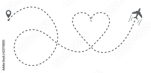 Airplane heart shaped line path