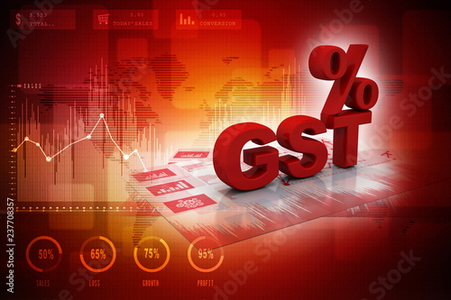 3d rendering GST Tax India with percentage 
