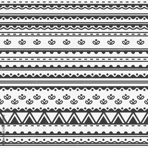 Geometric ethnic seamless pattern with floral elements. Border. Wrapping paper.