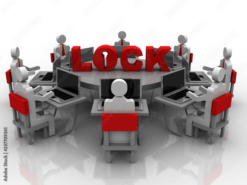 3d illustration Business Network with clock 3d illustration Business Network with clock