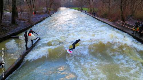 Munich eisbach river surfing, germany