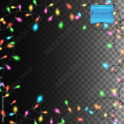 Vector Transparent background with glowing festive garland
