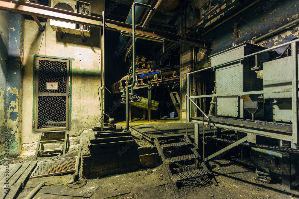 Fototapeta premium Dark and creepy underground cellar of abandoned factory
