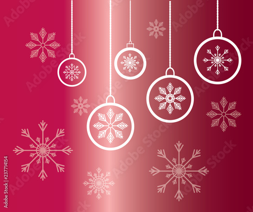 christmas background with balls and snowflakes