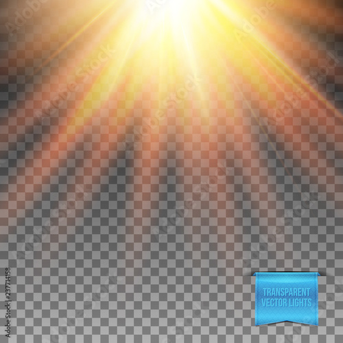Vector illustration of Realistic transparent sunburst light effect