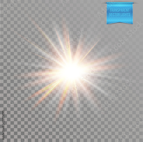 Vector illustration of Realistic transparent starburst lighting effect