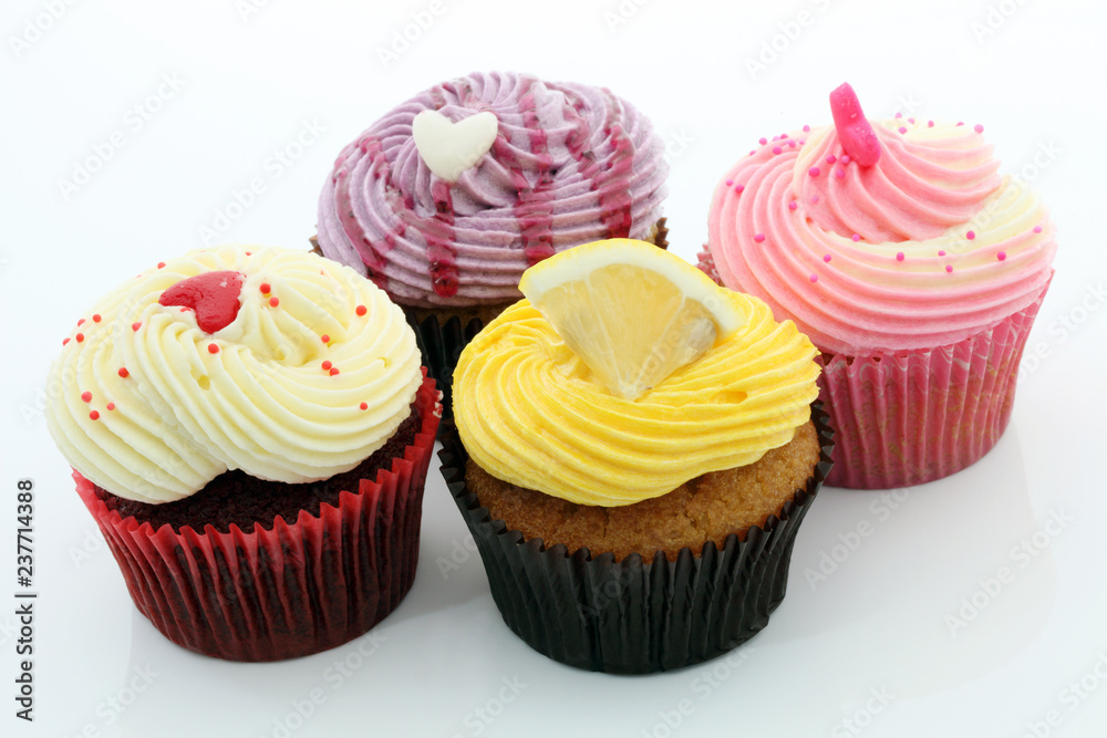 Colorful Cupcakes on a white background