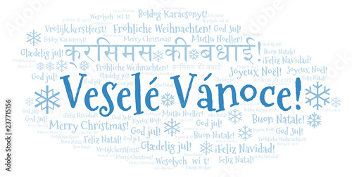 Veselé Vánoce word cloud - Merry Christmas on Czech language and other different languages. photo