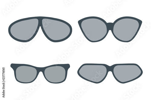 Set of glasses icons, icon of sunglasses. Vector illustration.