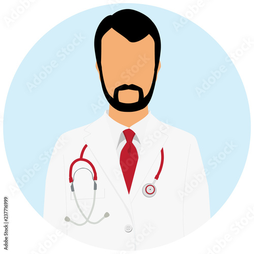 Doctor icon. Man physician medic with stethoscope . Vector illustration