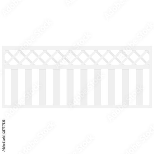 Wooden rural garden fence isolated on white background