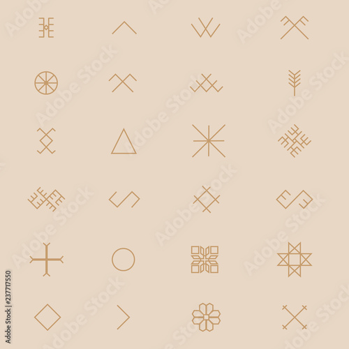 Variations of the ancient Latvian sign, symbols vector set
