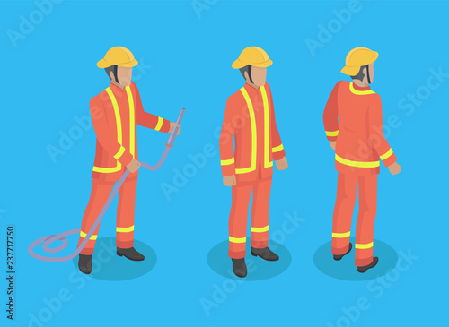 Firefighter Construction Set Vector Illustration