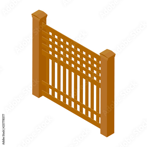 Wooden rural garden fence isolated on white background