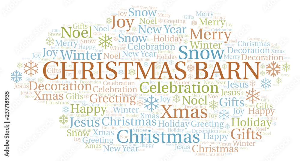 Fototapeta premium Christmas Barn word cloud.