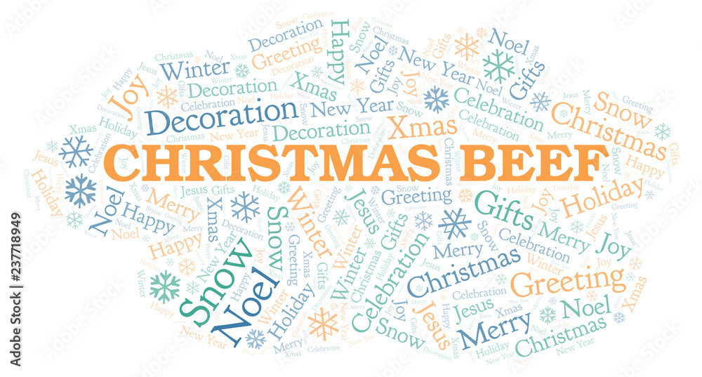 Obraz premium Christmas Beef word cloud.