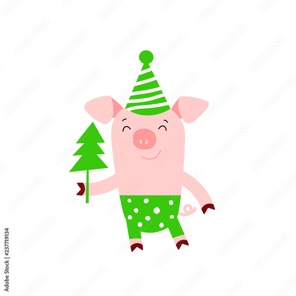 Vector illustration of pig. Zodiac symbol of Chinese New Year 2019. Useful for calendar, diary, banner, greeting card. Vector isolated illustration for chinese new year. Vector illustration of pig. Zodiac symbol of Chinese New Year 2019. Useful for calendar, diary, banner, greeting card. Vector isolated illustration for chinese new year.