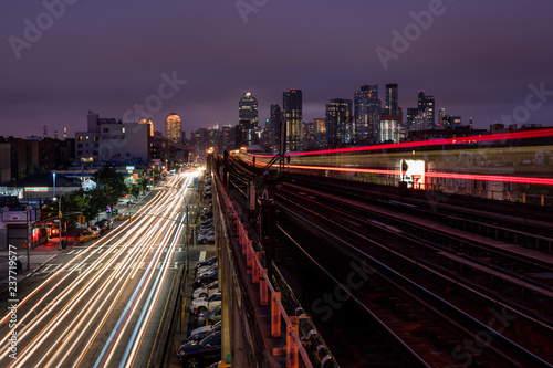 New York Skyline seen from a subway station