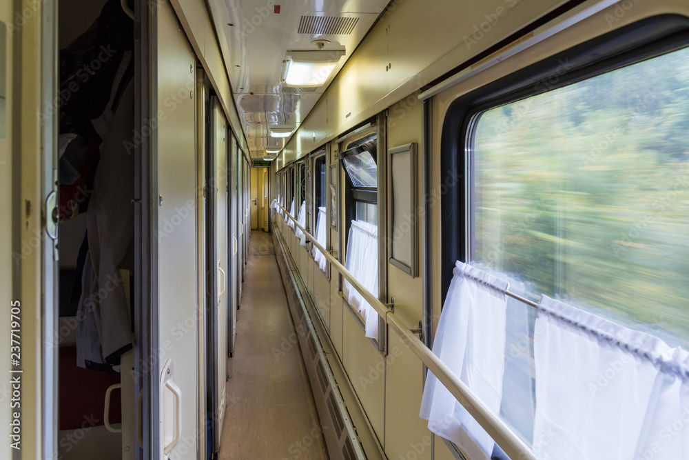 Corridor in the compartment of the train. Russian railway. Corridor in the compartment of the train. Russian railway.