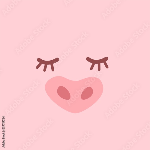 New Year 2019 card with cute pig. Symbol of the year in Chinese calendar