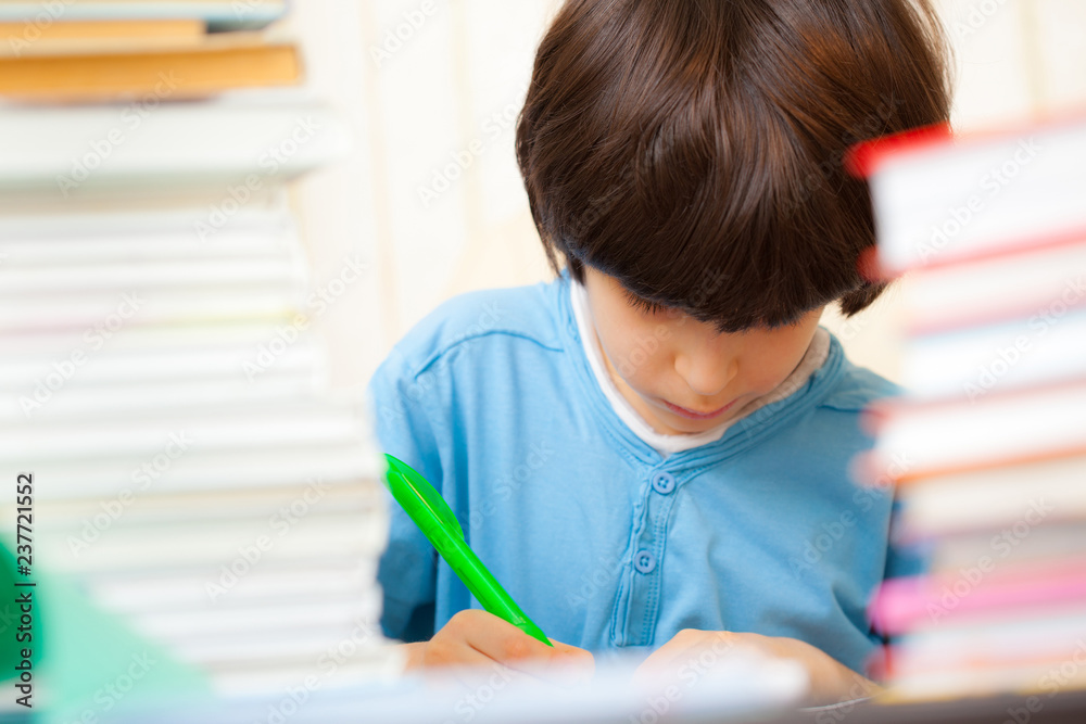 schoolboy doing homework schoolboy doing homework