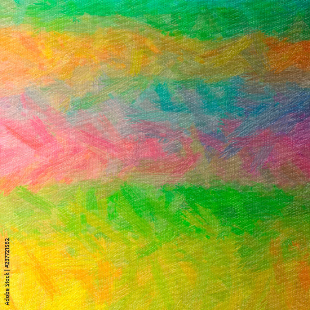 Illustration of abstract Green, Yellow, Green And Red Bristle Brush Oil Paint Square background.