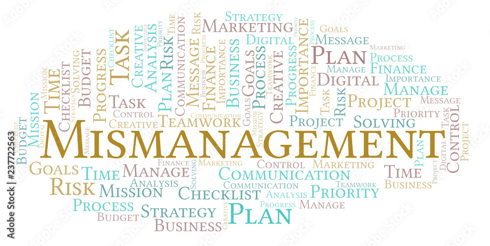 Obraz premium Mismanagement word cloud, made with text only.