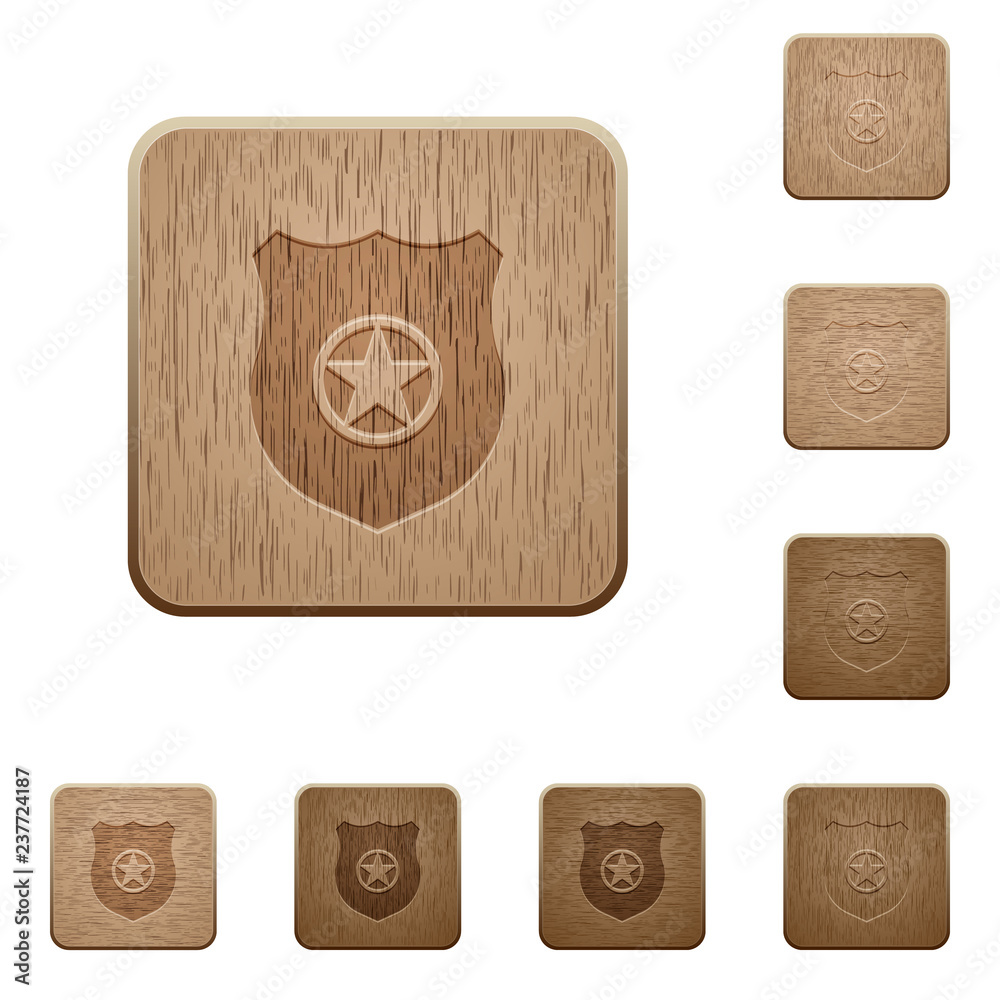 Police badge wooden buttons