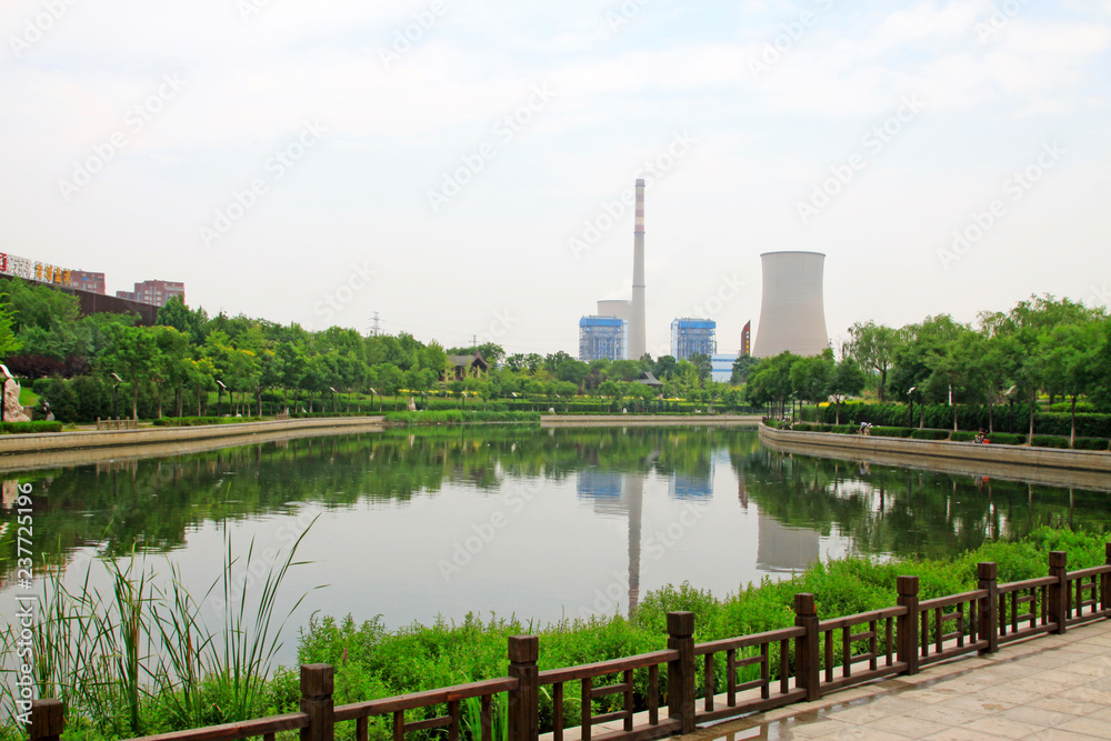 industrial building by the DouHe River shore in Tangshan City, China industrial building by the DouHe River shore in Tangshan City, China
