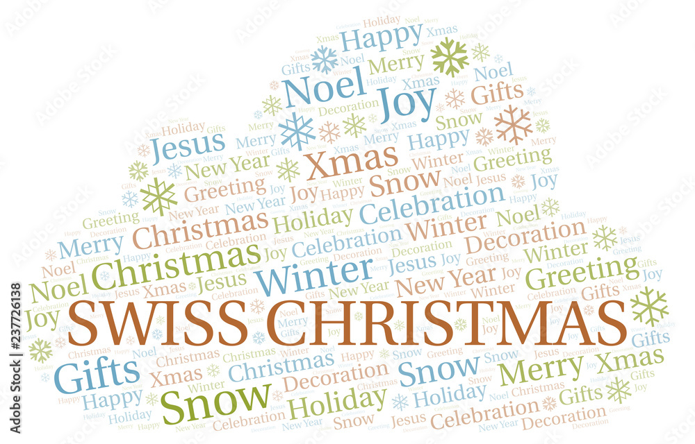 Obraz premium Swiss Christmas word cloud.