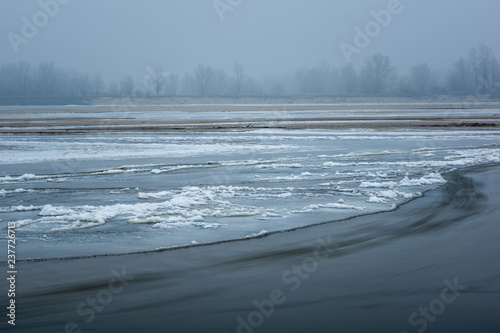 Vistula river on a frosty morning