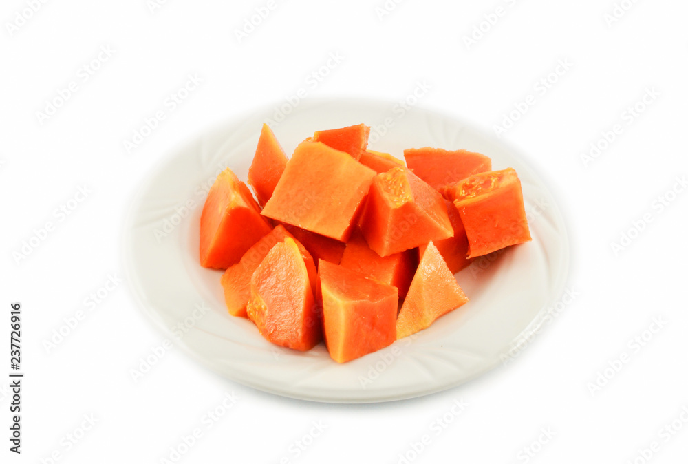 ripe papaya slice on white plate tropical fruit papaya