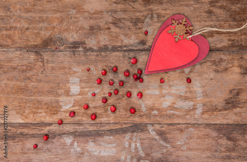Christmas decorations on wooden background photo