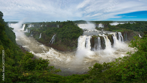 Panoramic View of Iguazu Falls  One of the Seven New Wonders of Nature  in Brazil and Argentina