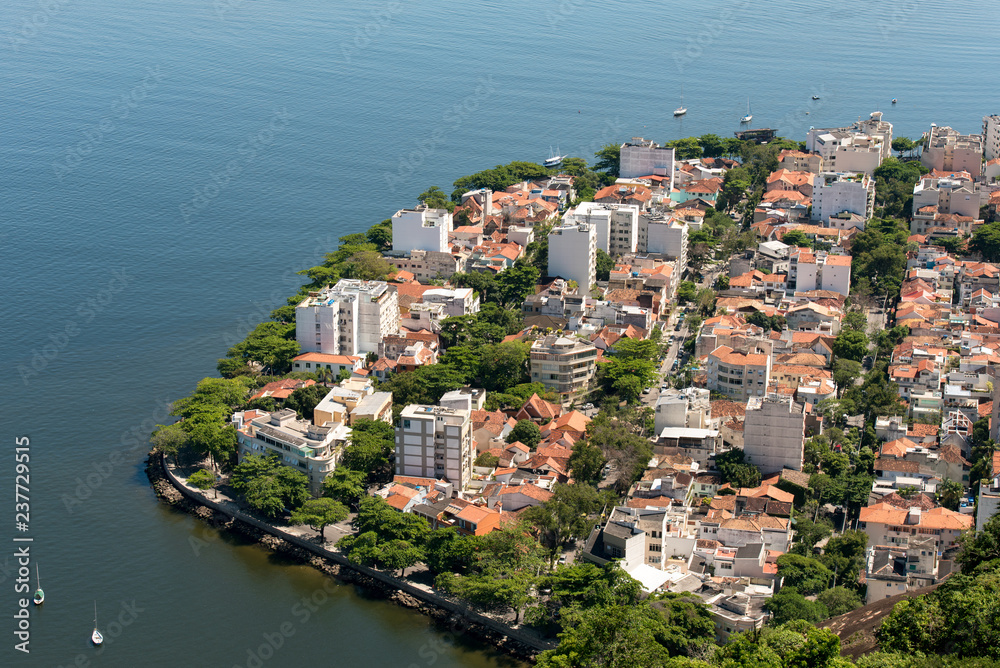 Aerial View of Urca Neighborhood in the City of Rio de Janeiro, Brazil